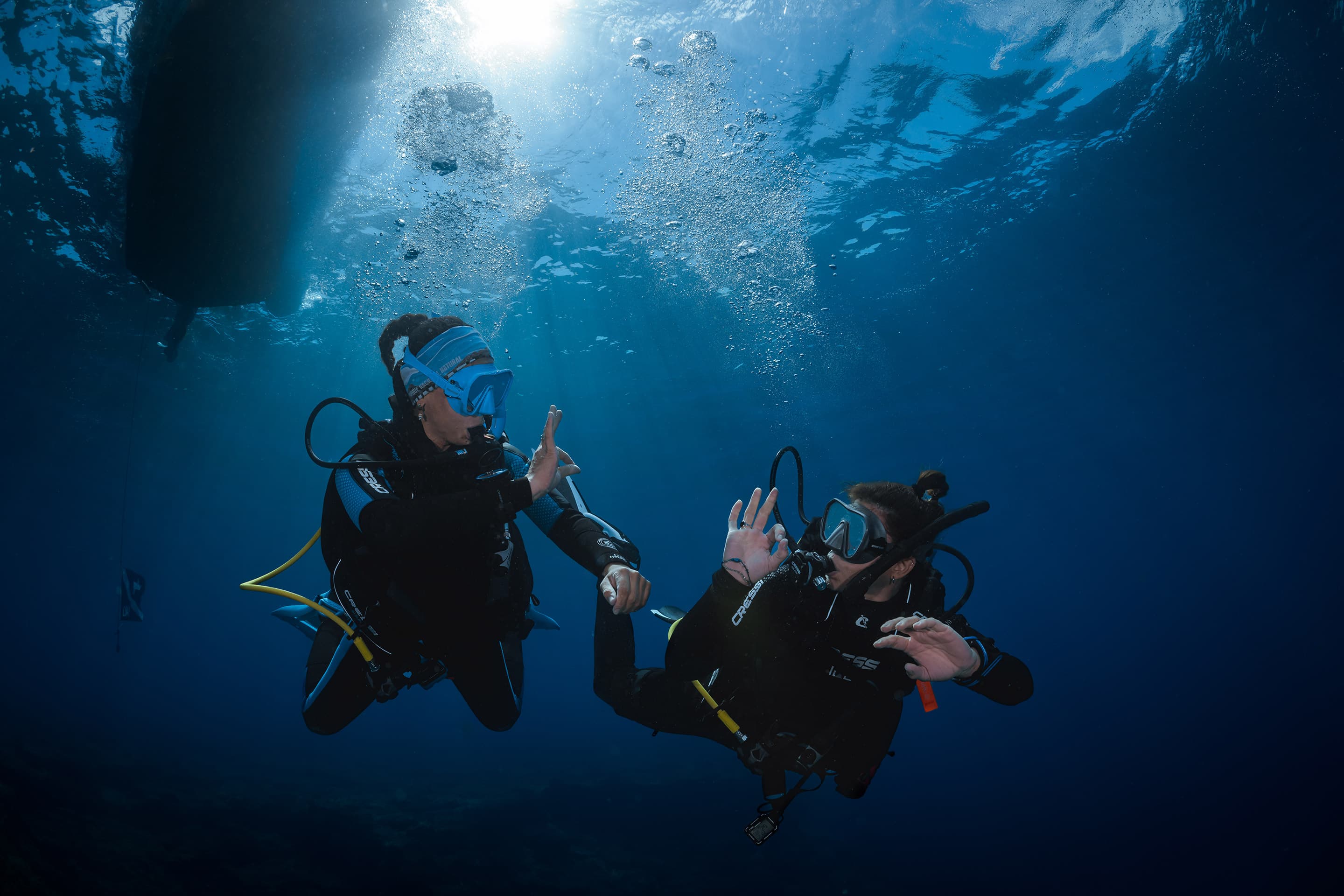 Diver jumping from boat